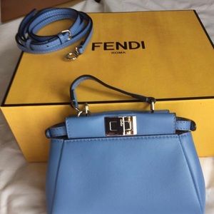 Fendi micro peekaboo blue nappa